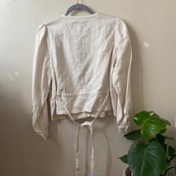 J. Crew ivory embroidered linen cropped jacket - Picture 6 of 11